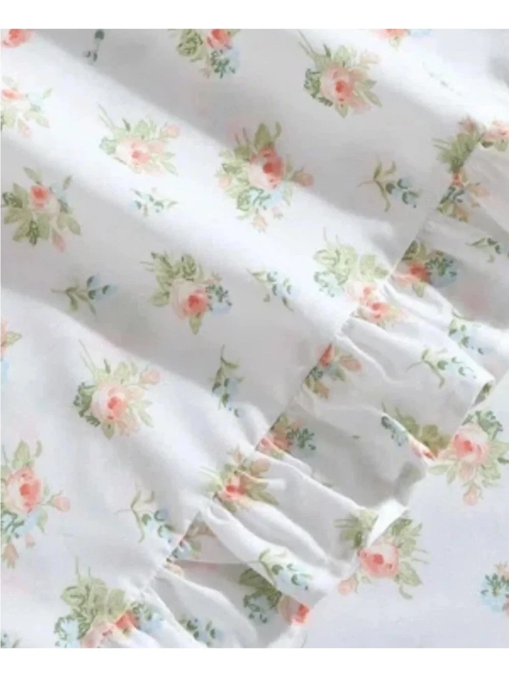 Laura Ashley ~ Apricot & White Ruffle Pillowcase Pair Standard ~100% Cotton